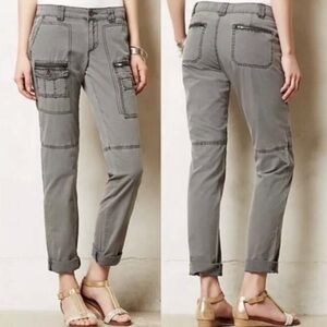 Anthropologie Hei Hei Westport Cargo Pants Military Canvas Grey Utilitarian Boho